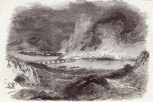 Great Fire at Pittsburgh, from The Illustrated London News, 17th May 1845 (engraving) by English School